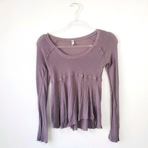 Free People Raw Hem Long Sleeve Lightweight Top
